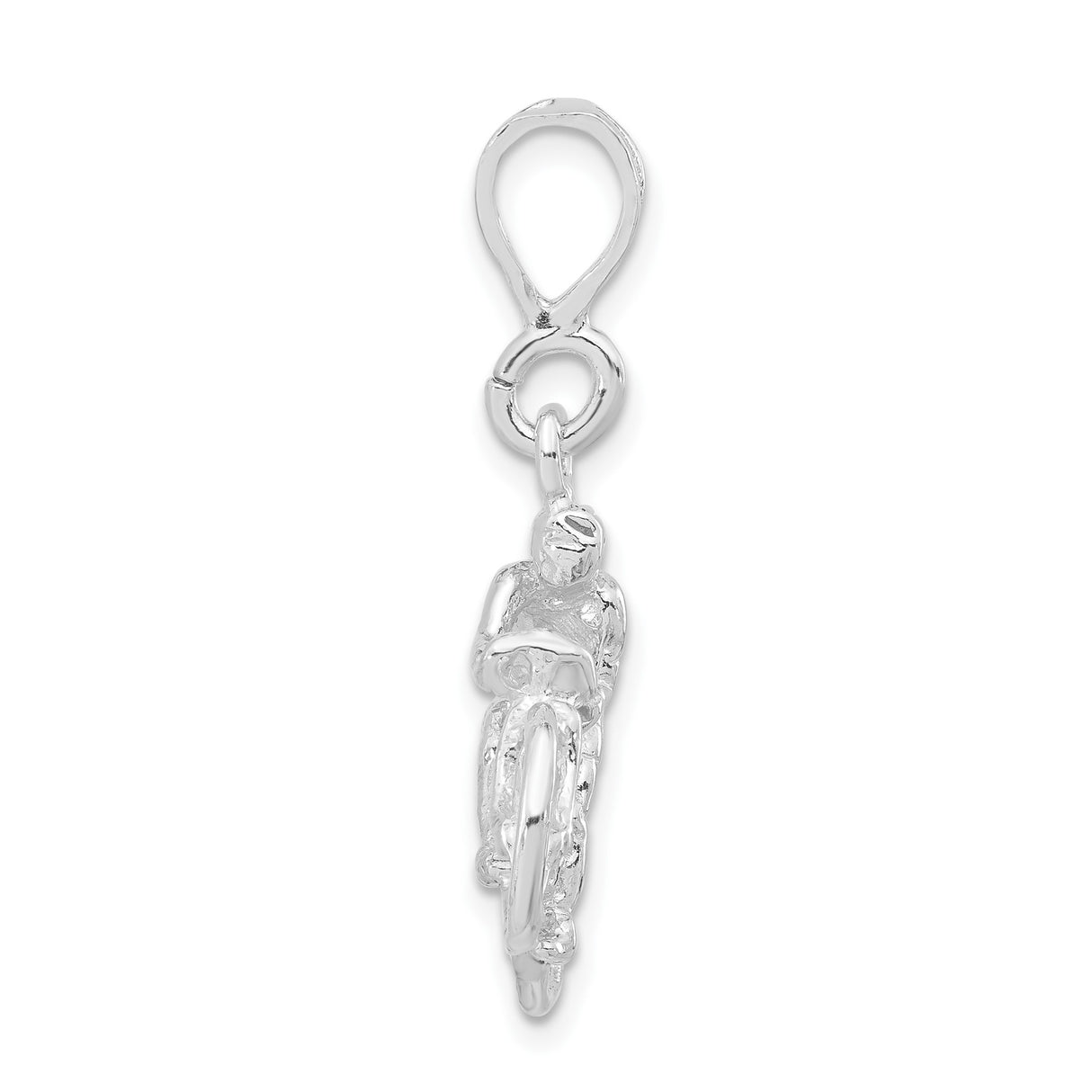 Sterling Silver Cyclist Pendant with Detailed Bike Rider Figure, Unisex Sports Charm