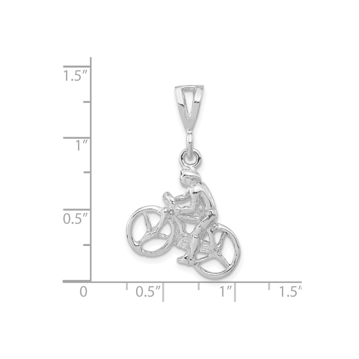 Sterling Silver Cyclist Pendant with Detailed Bike Rider Figure, Unisex Sports Charm
