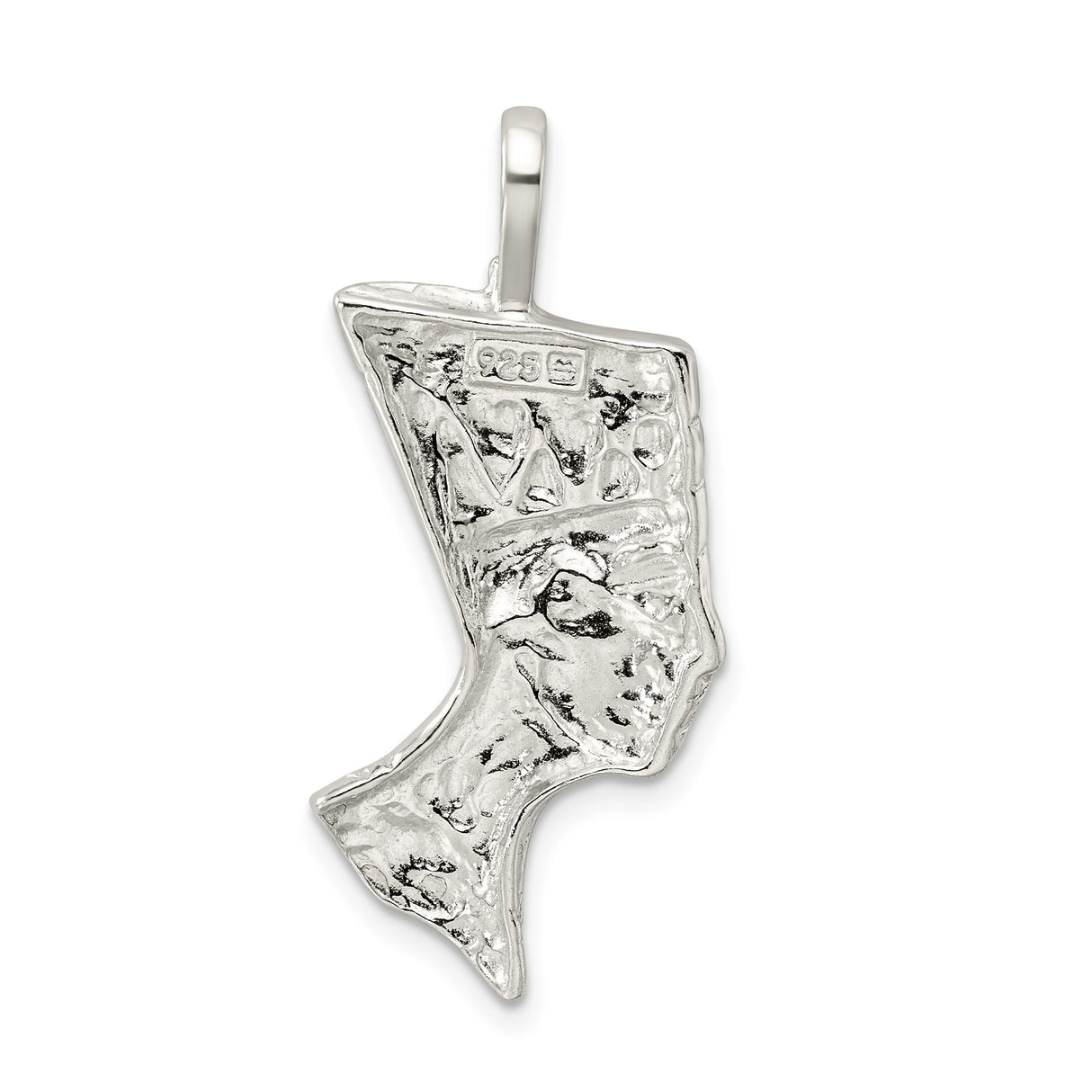 Sterling Silver Nefertiti Pendant with Detailed Headdress, Afrocentric Egyptian Queen Jewelry
