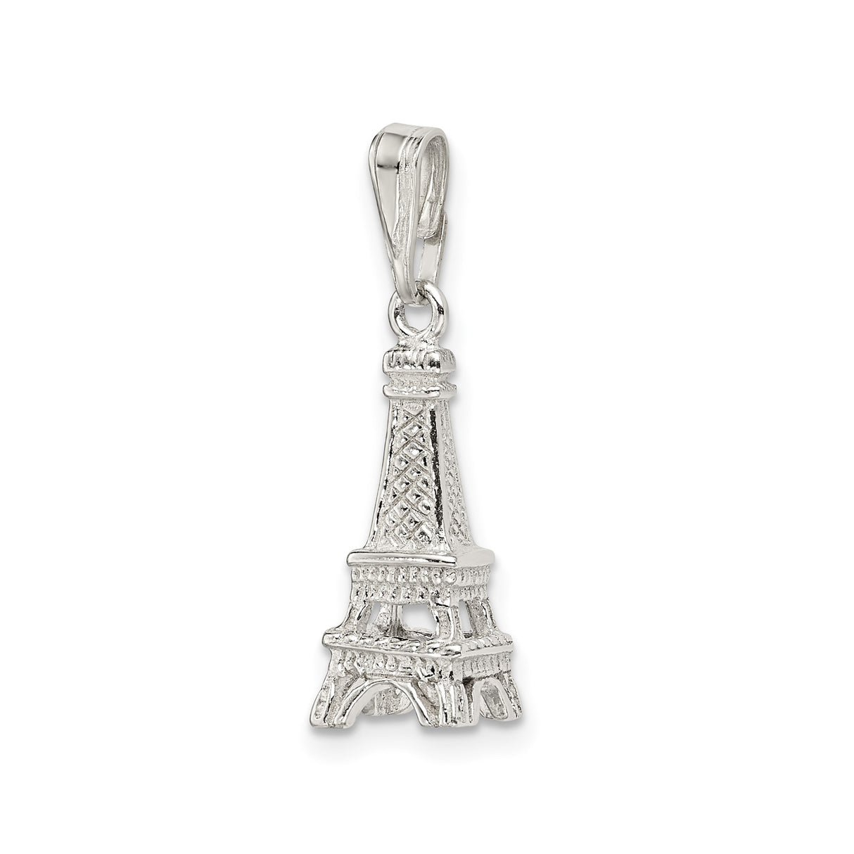 Sterling Silver Eiffel Tower Pendant Charm with Detailed Paris Landmark Design