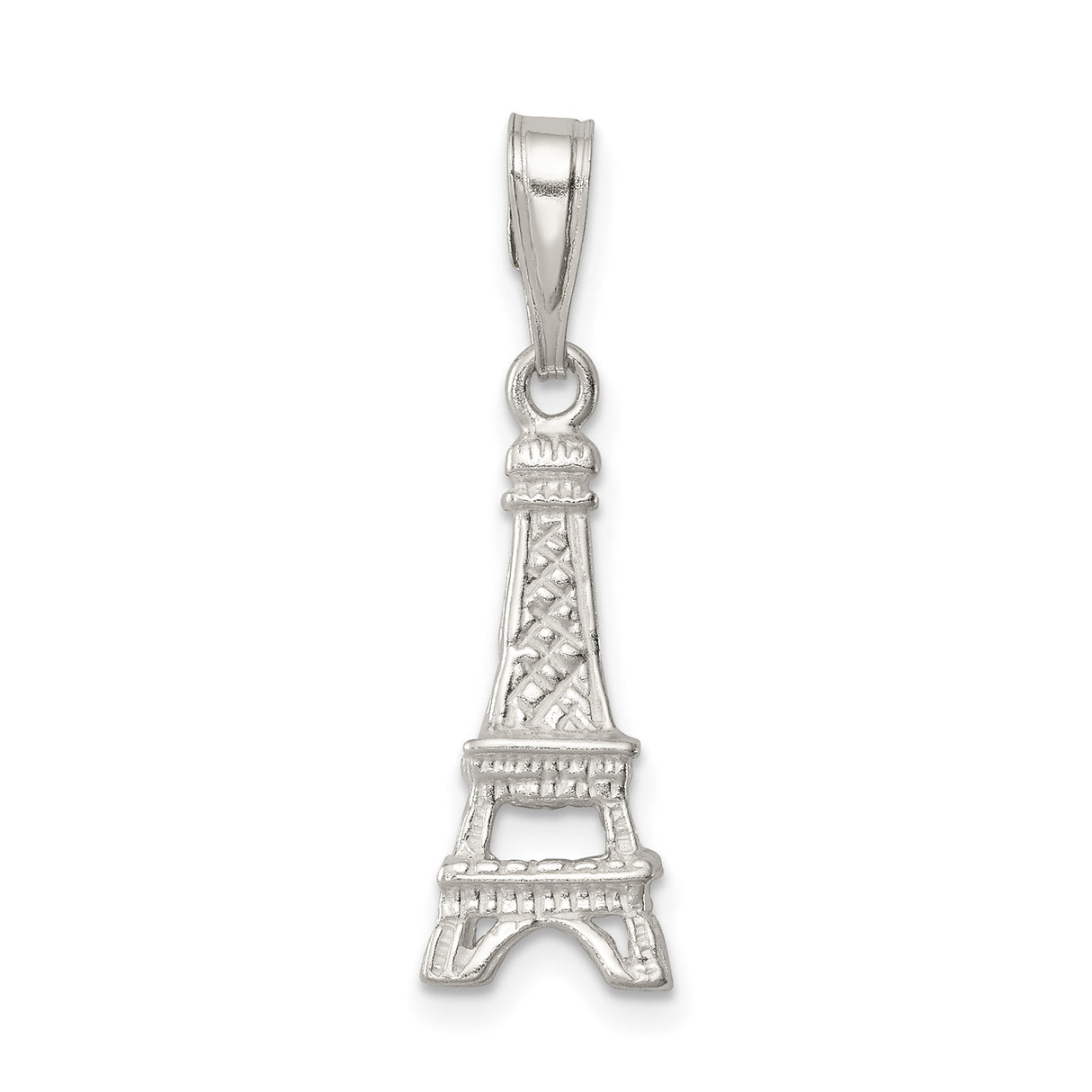 Sterling Silver Eiffel Tower Pendant Charm with Detailed Paris Landmark Design
