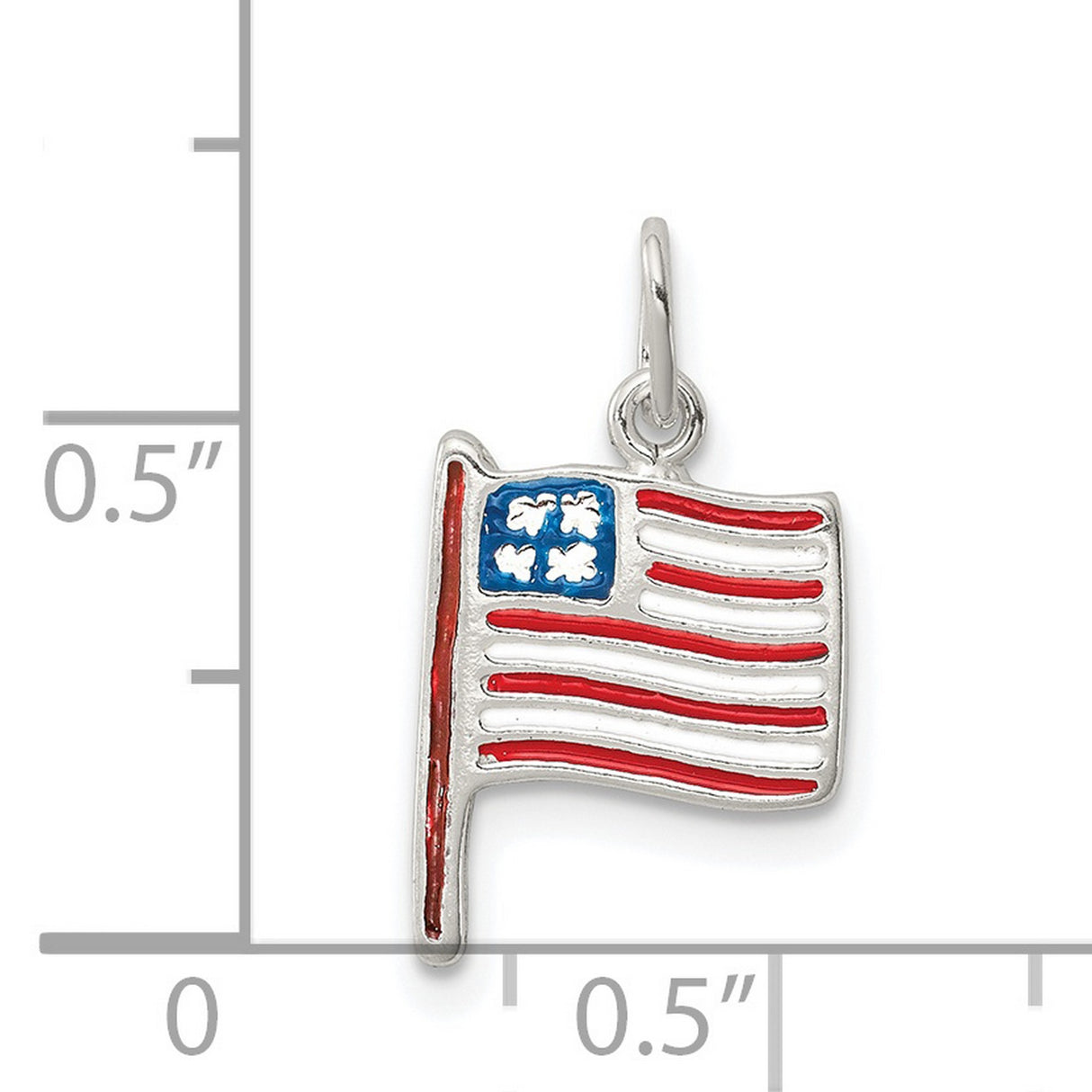 Sterling Silver American Flag Pendant with Red White Blue Enamel, Patriotic Charm