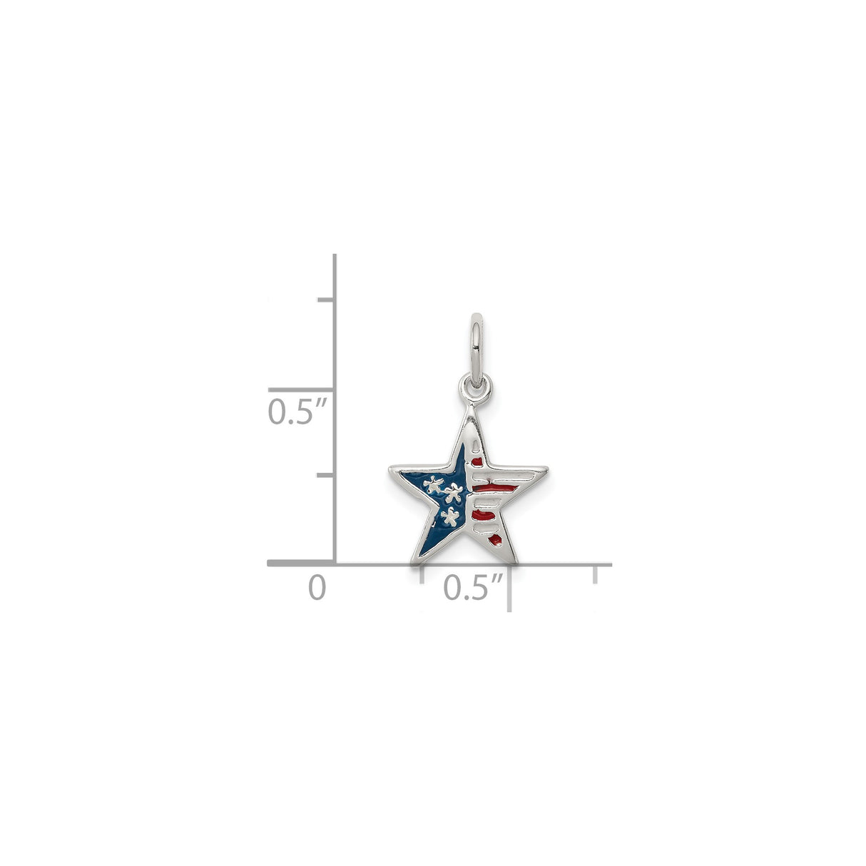 Sterling Silver American Flag Star Pendant with Red White Blue Enamel, Patriotic Charm