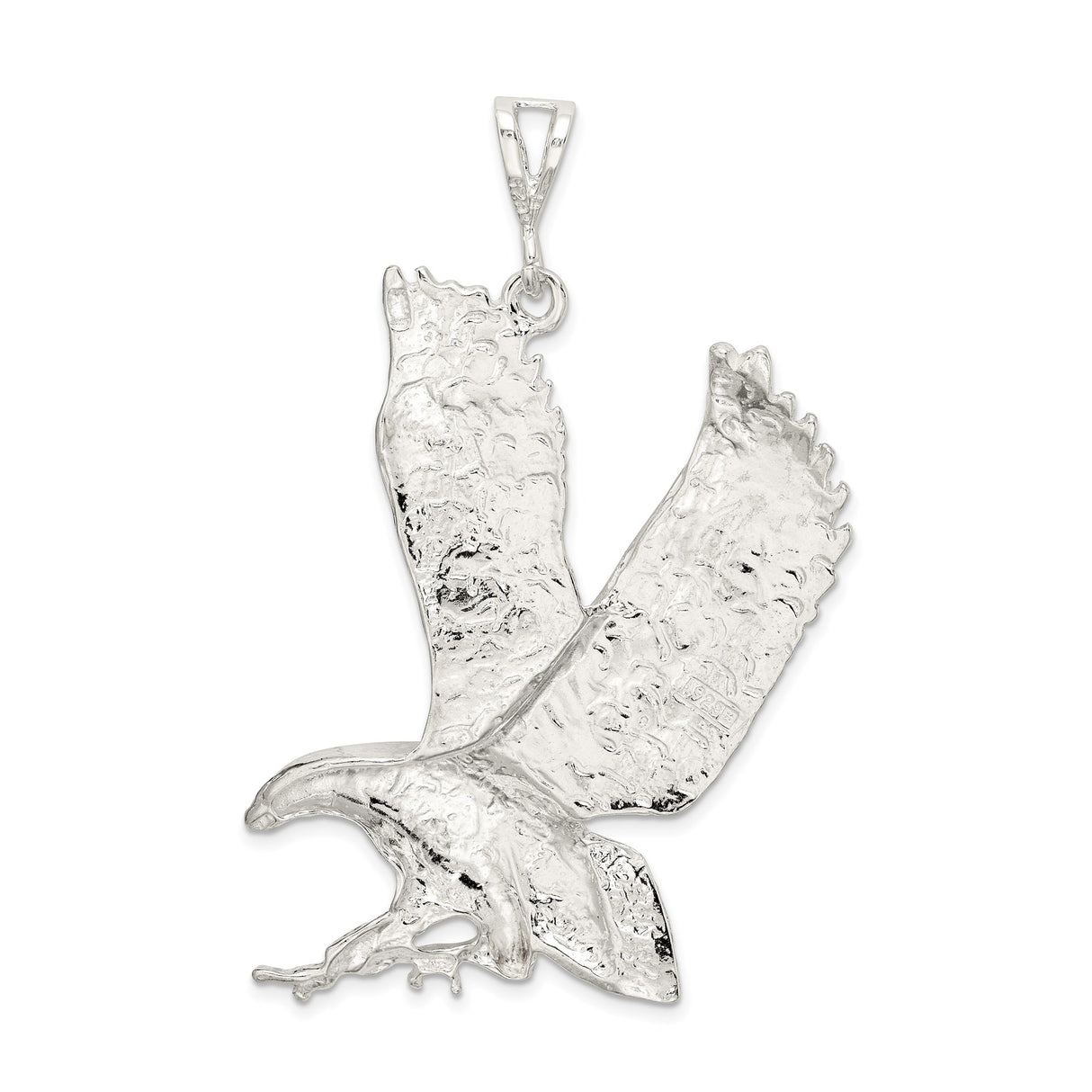 Sterling Silver Eagle Pendant with Flying Eagle and Outstretched Wings, Patriotic Symbolic Jewelry