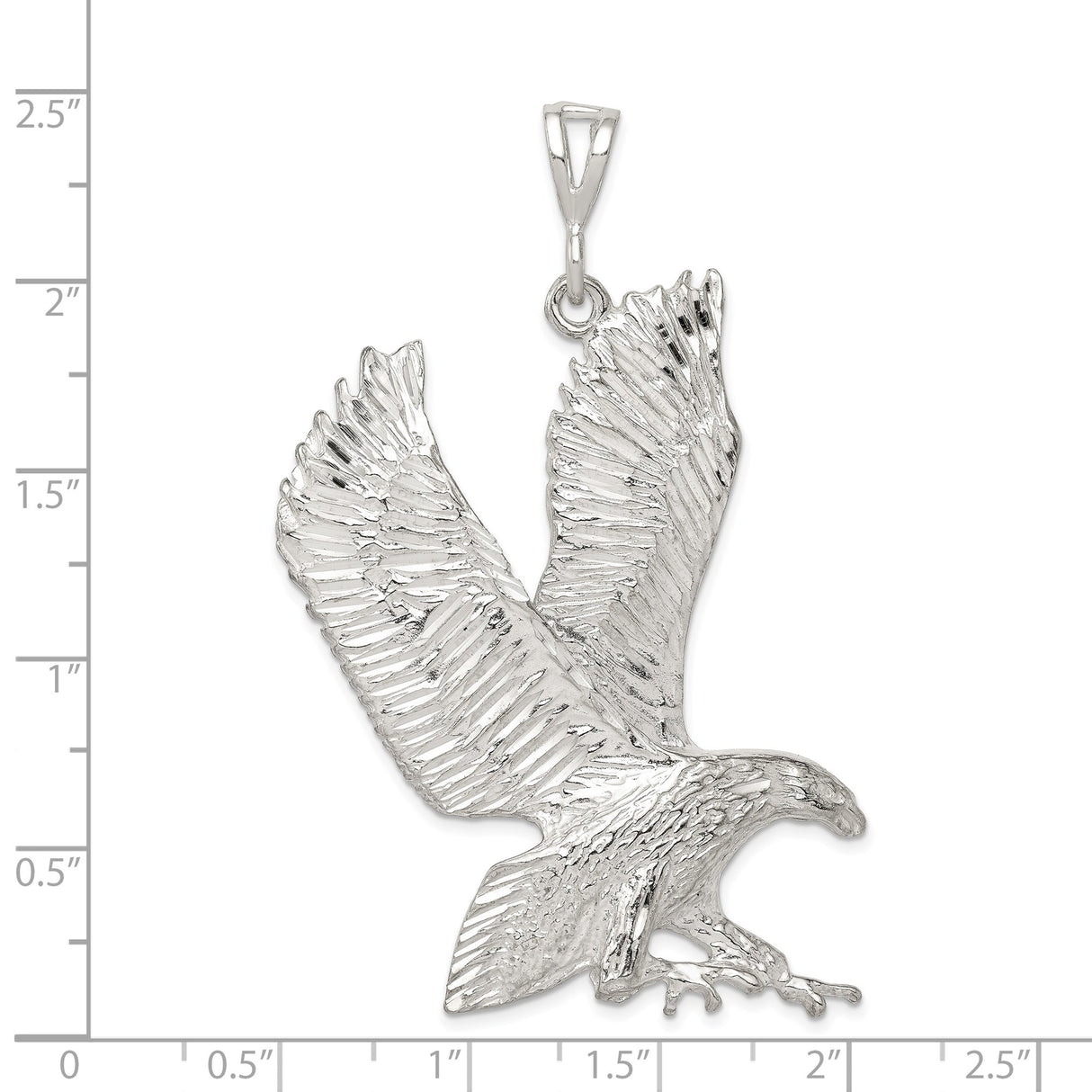 Sterling Silver Eagle Pendant with Flying Eagle and Outstretched Wings, Patriotic Symbolic Jewelry