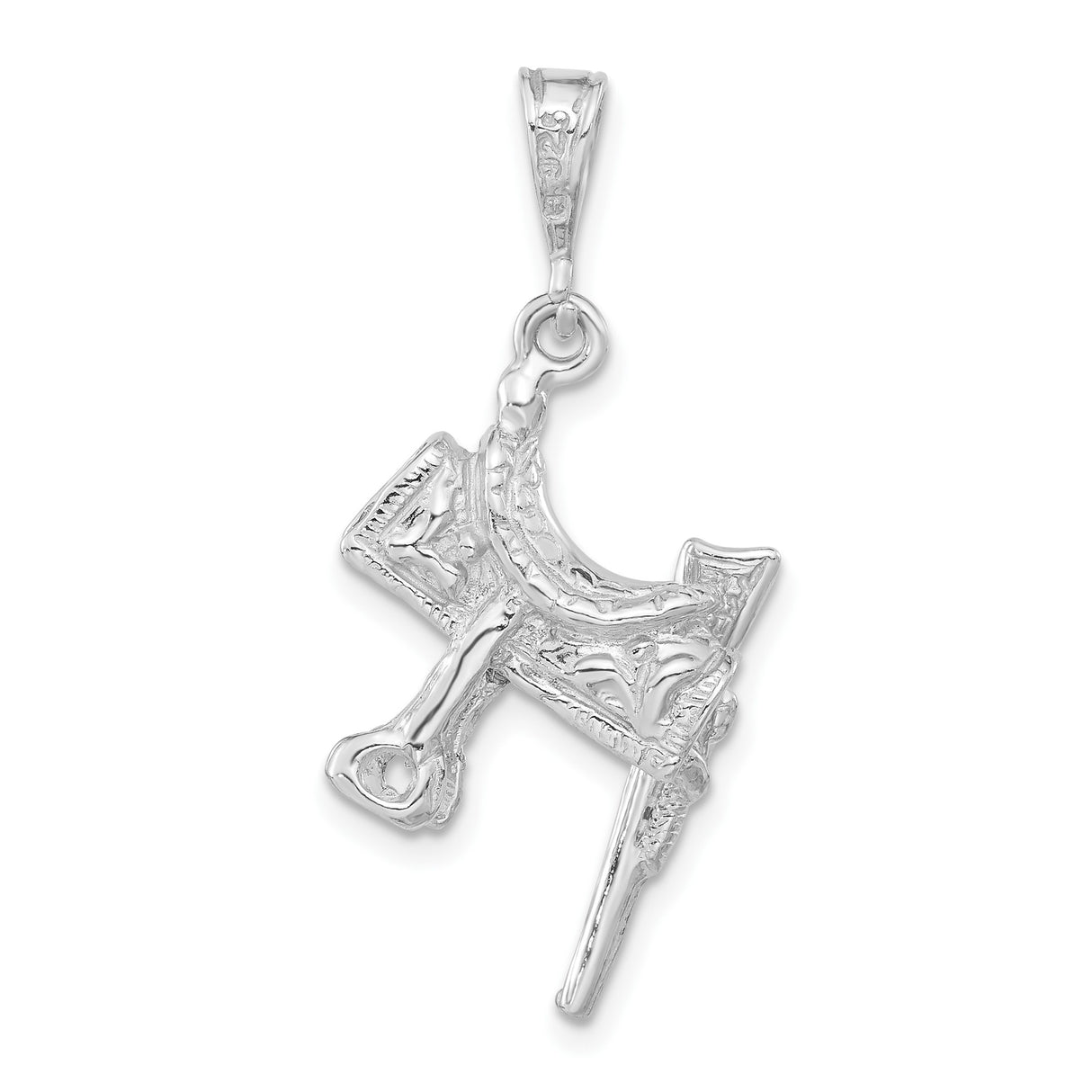 Sterling Silver Saddle Pendant with 3D Western Cowboy Design, Equestrian Jewelry for Women
