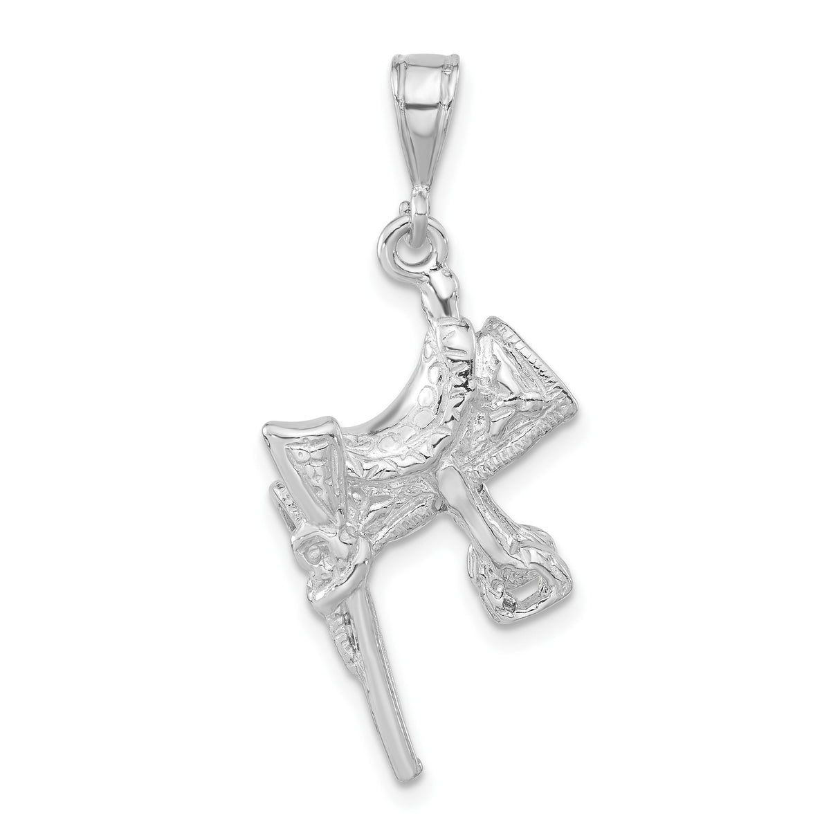 Sterling Silver Saddle Pendant with 3D Western Cowboy Design, Equestrian Jewelry for Women