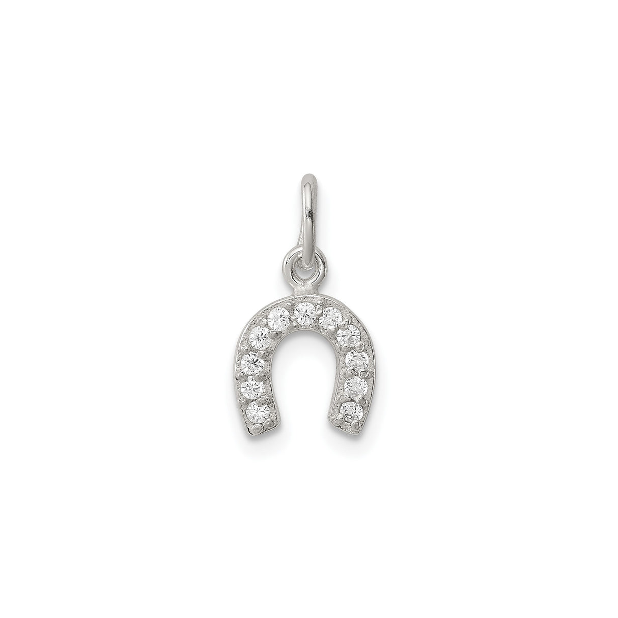 Sterling Silver Horseshoe Pendant with Cubic Zirconia, Good Luck Talisman Jewelry for Women