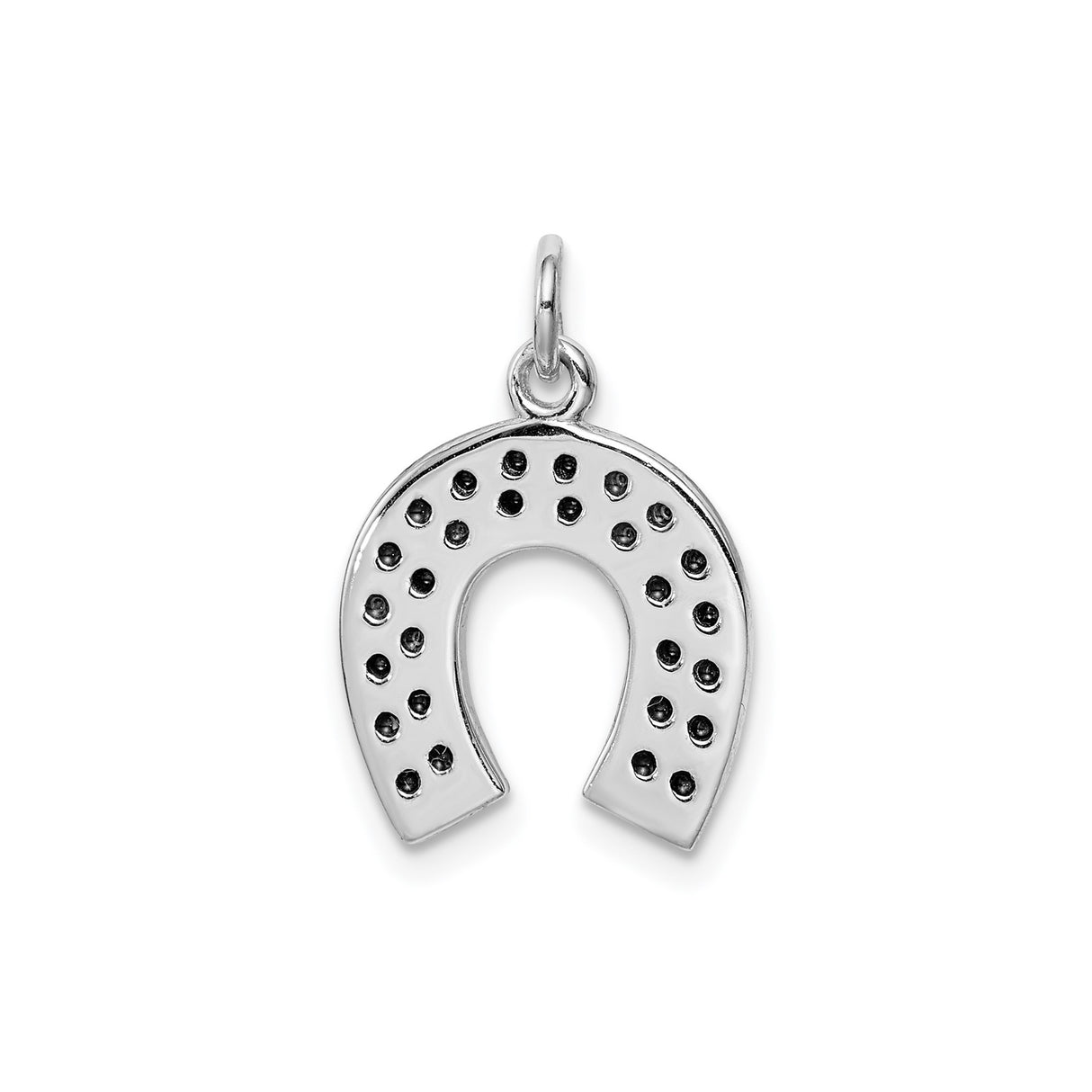 Sterling Silver Horseshoe Pendant with Cubic Zirconia, Lucky Western Talisman Charm