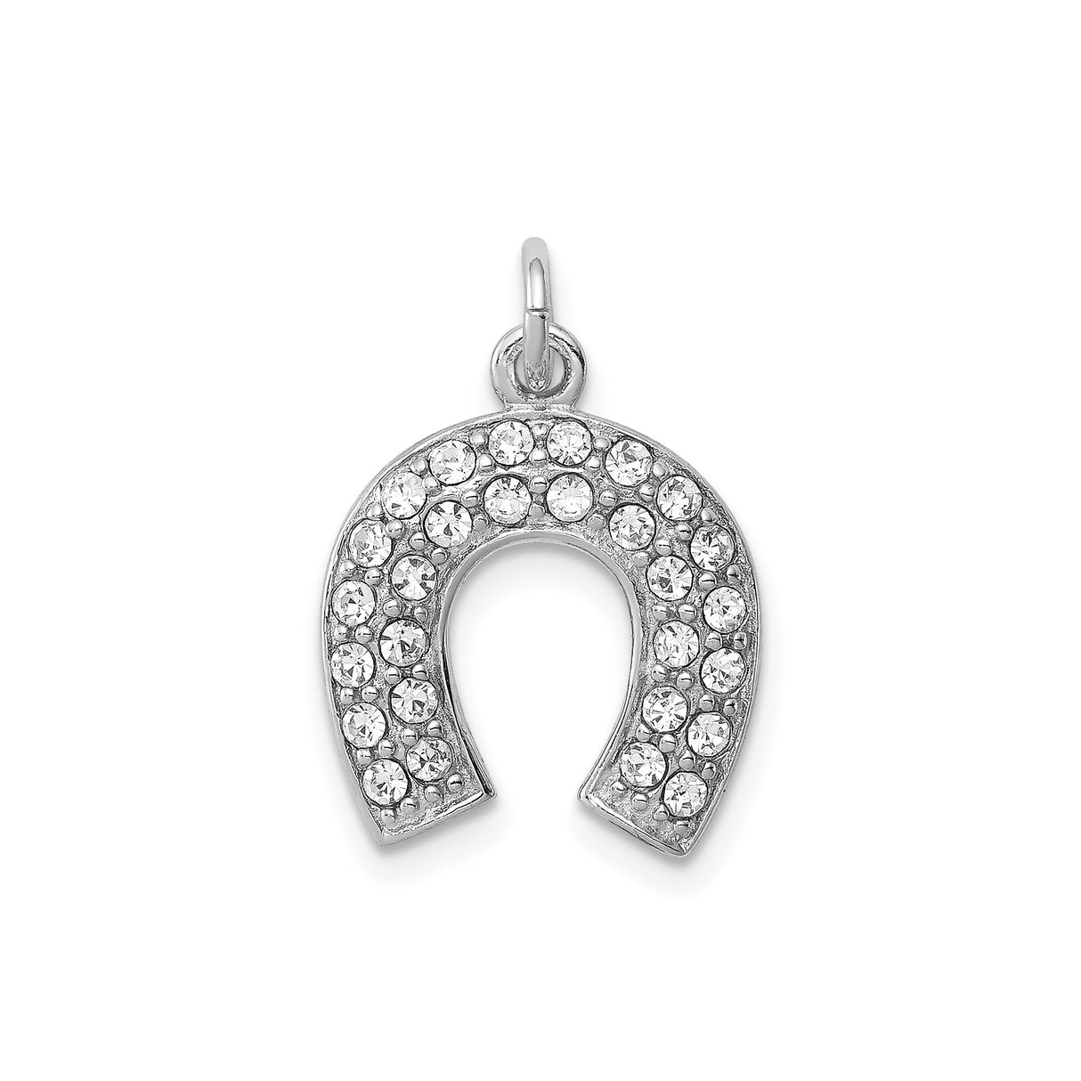 Sterling Silver Horseshoe Pendant with Cubic Zirconia, Lucky Western Talisman Charm