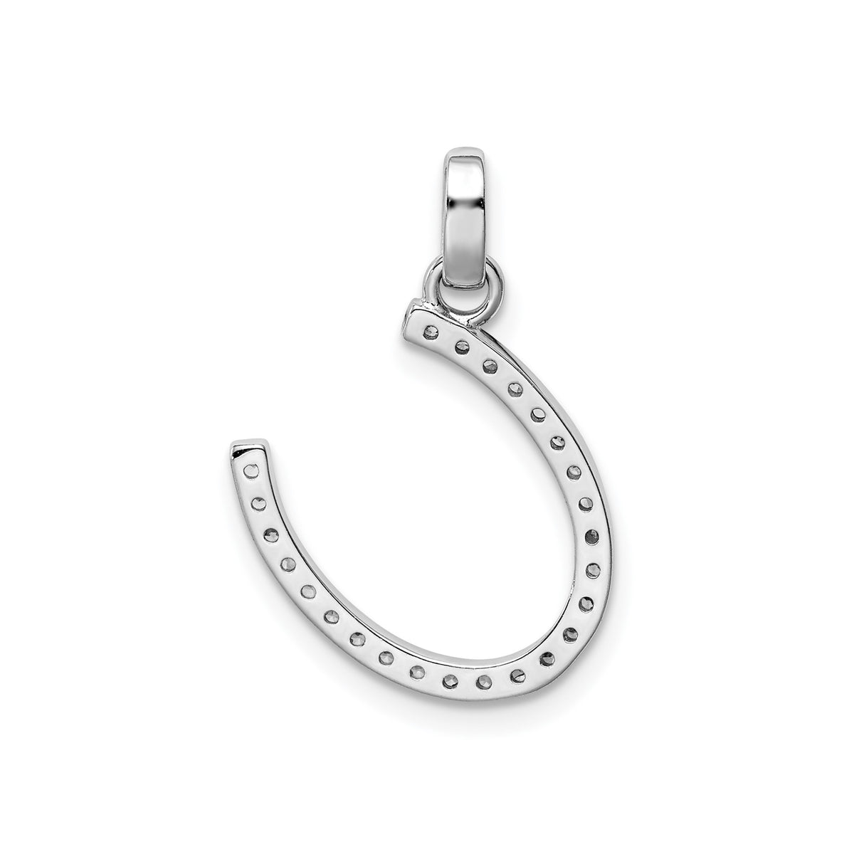 Sterling Silver Horseshoe Pendant with Cubic Zirconia, Lucky Charm Western Jewelry for Women