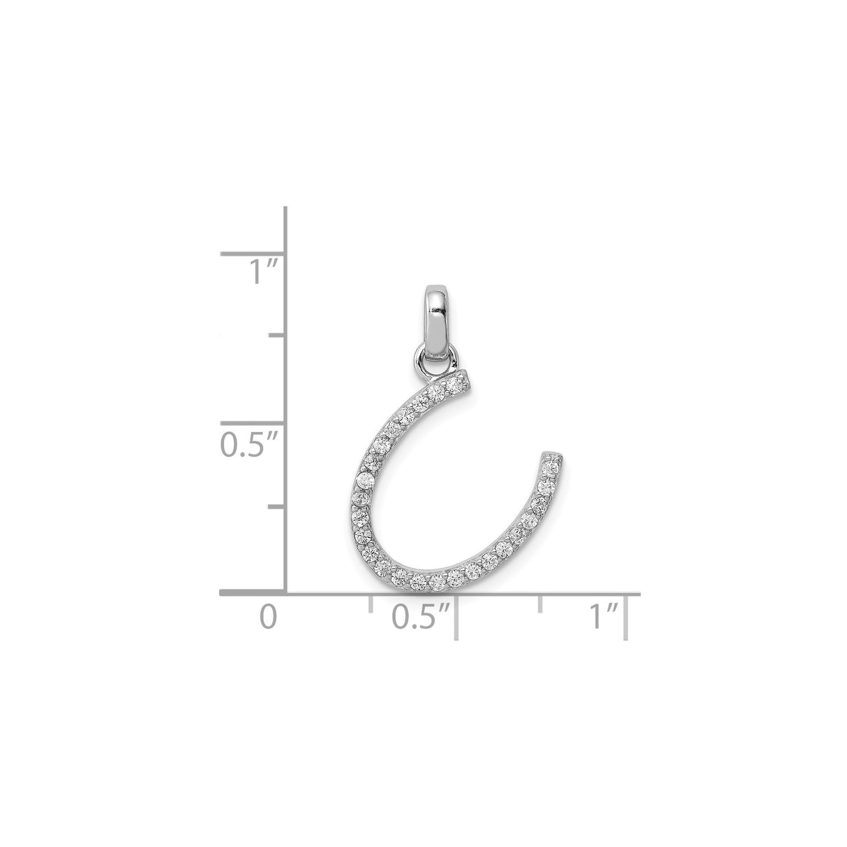 Sterling Silver Horseshoe Pendant with Cubic Zirconia, Lucky Charm Western Jewelry for Women