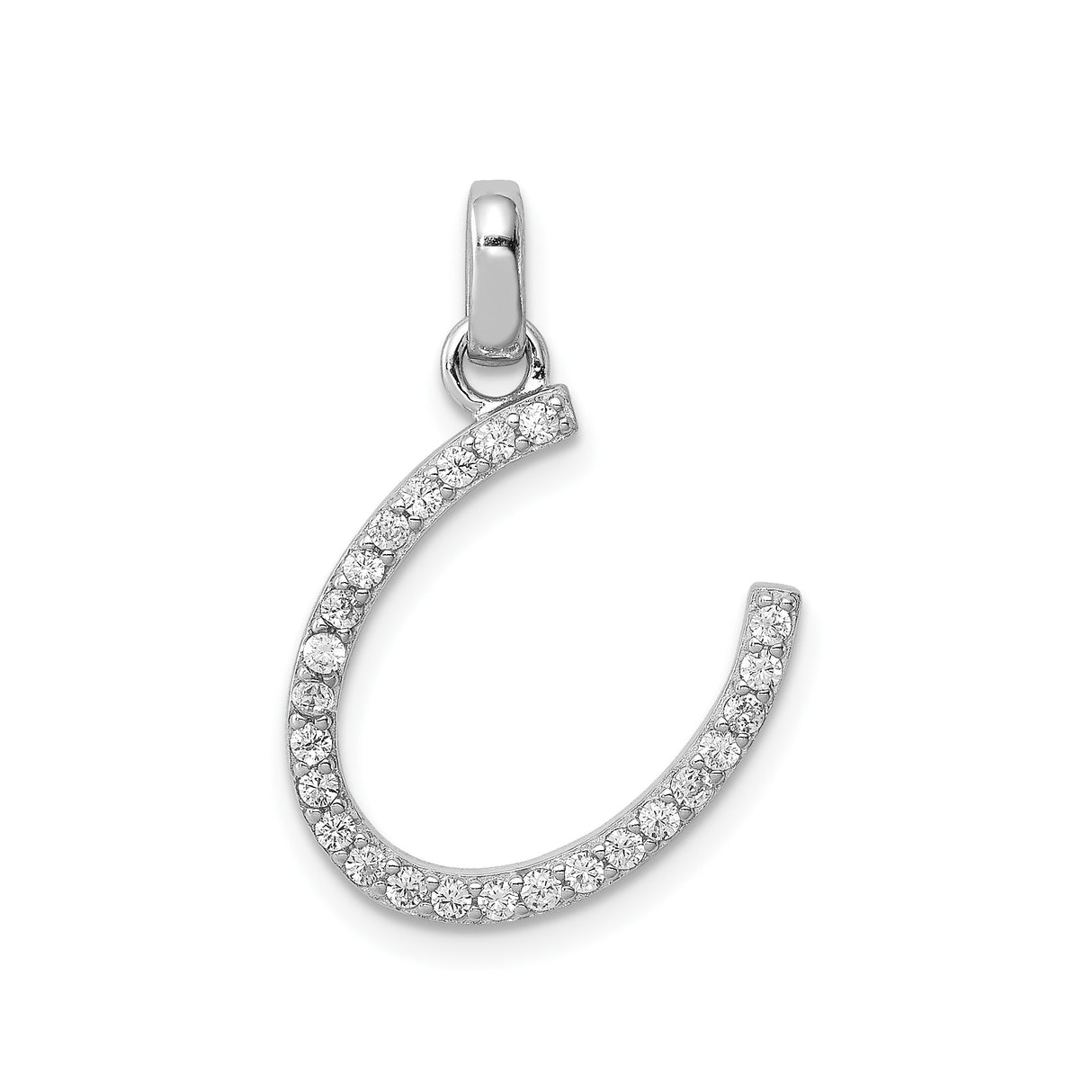 Sterling Silver Horseshoe Pendant with Cubic Zirconia, Lucky Charm Western Jewelry for Women