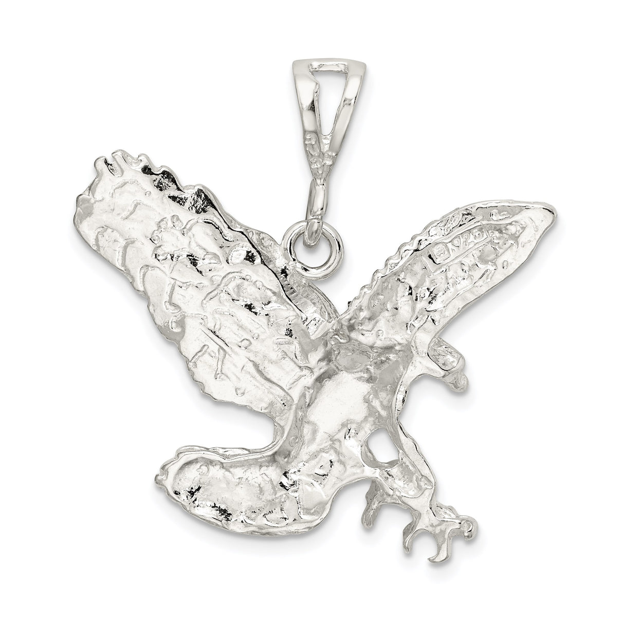 Sterling Silver Eagle Pendant with Detailed Flying Bird Design, Symbol of Freedom and Strength