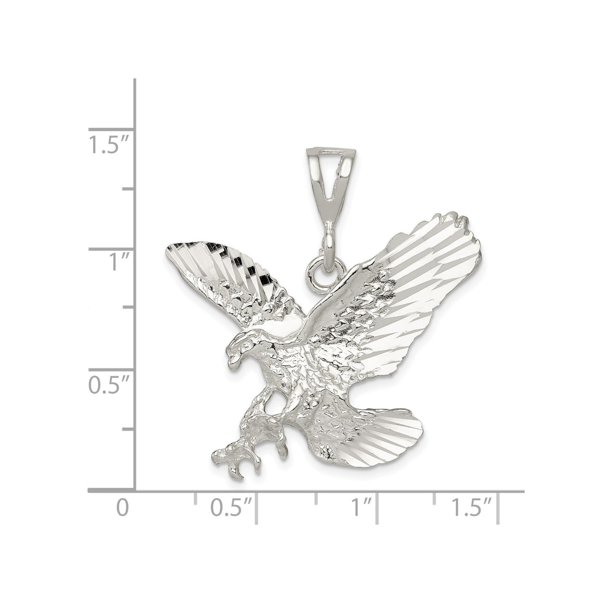 Sterling Silver Eagle Pendant with Detailed Flying Bird Design, Symbol of Freedom and Strength