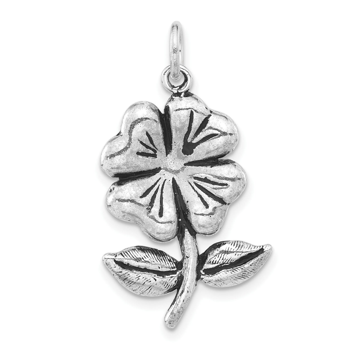 Sterling Silver Four-Leaf Clover Pendant, Irish Good Luck Charm for Women or Unisex Wear