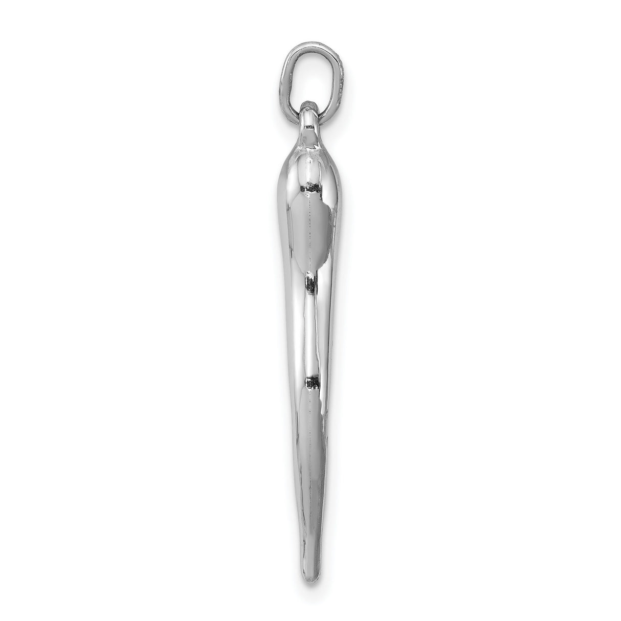 Polished Italian Horn Charm Pendant in Real 925 Sterling Silver