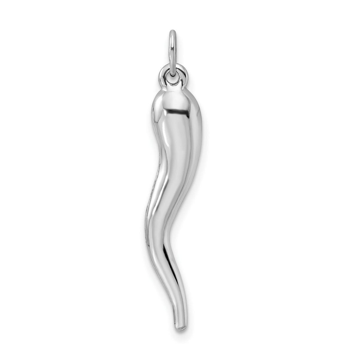 Polished Italian Horn Charm Pendant in Real 925 Sterling Silver