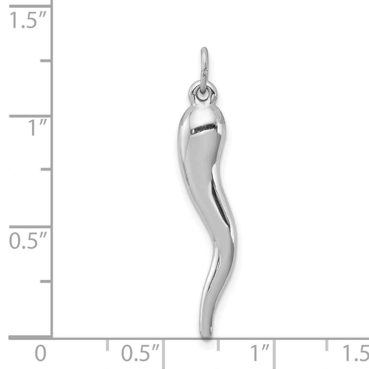 Polished Italian Horn Charm Pendant in Real 925 Sterling Silver
