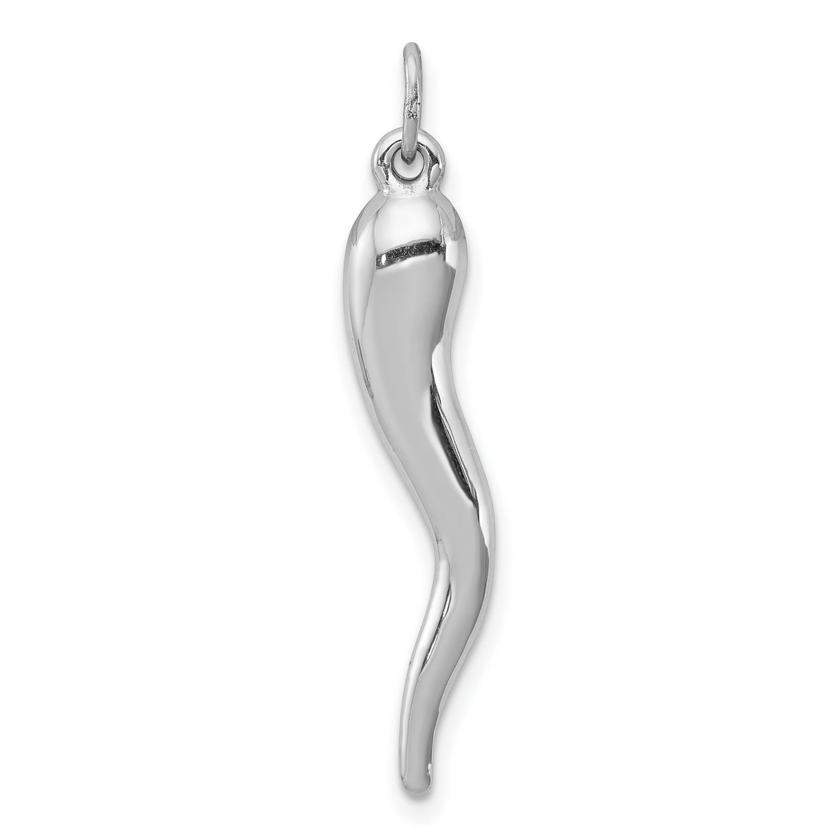 Polished Italian Horn Charm Pendant in Real 925 Sterling Silver