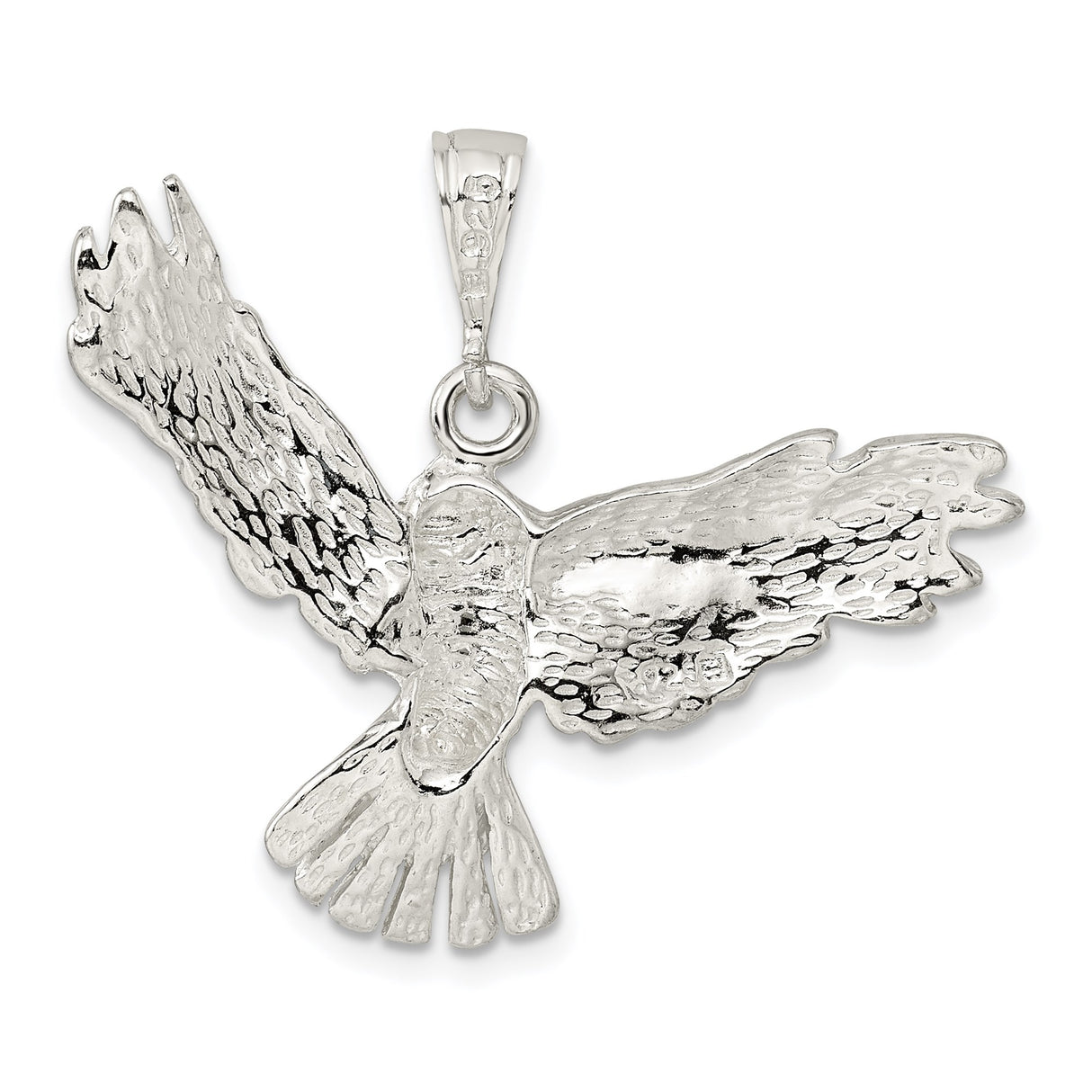 Sterling Silver Eagle Pendant with Outstretched Wings, Symbol of Freedom and Strength