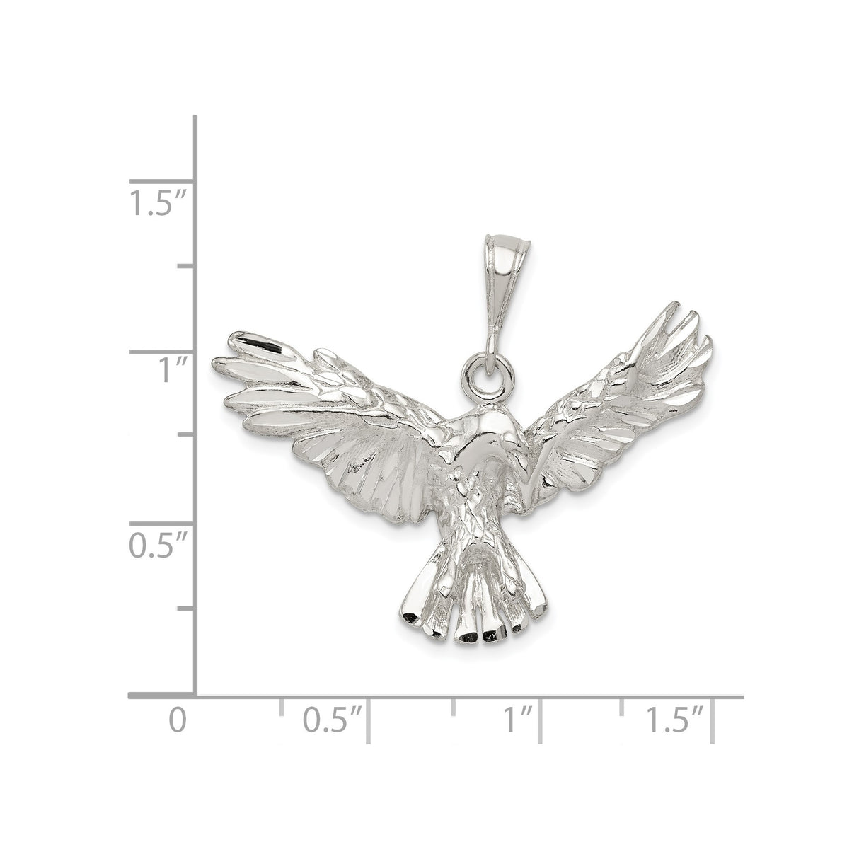 Sterling Silver Eagle Pendant with Outstretched Wings, Symbol of Freedom and Strength