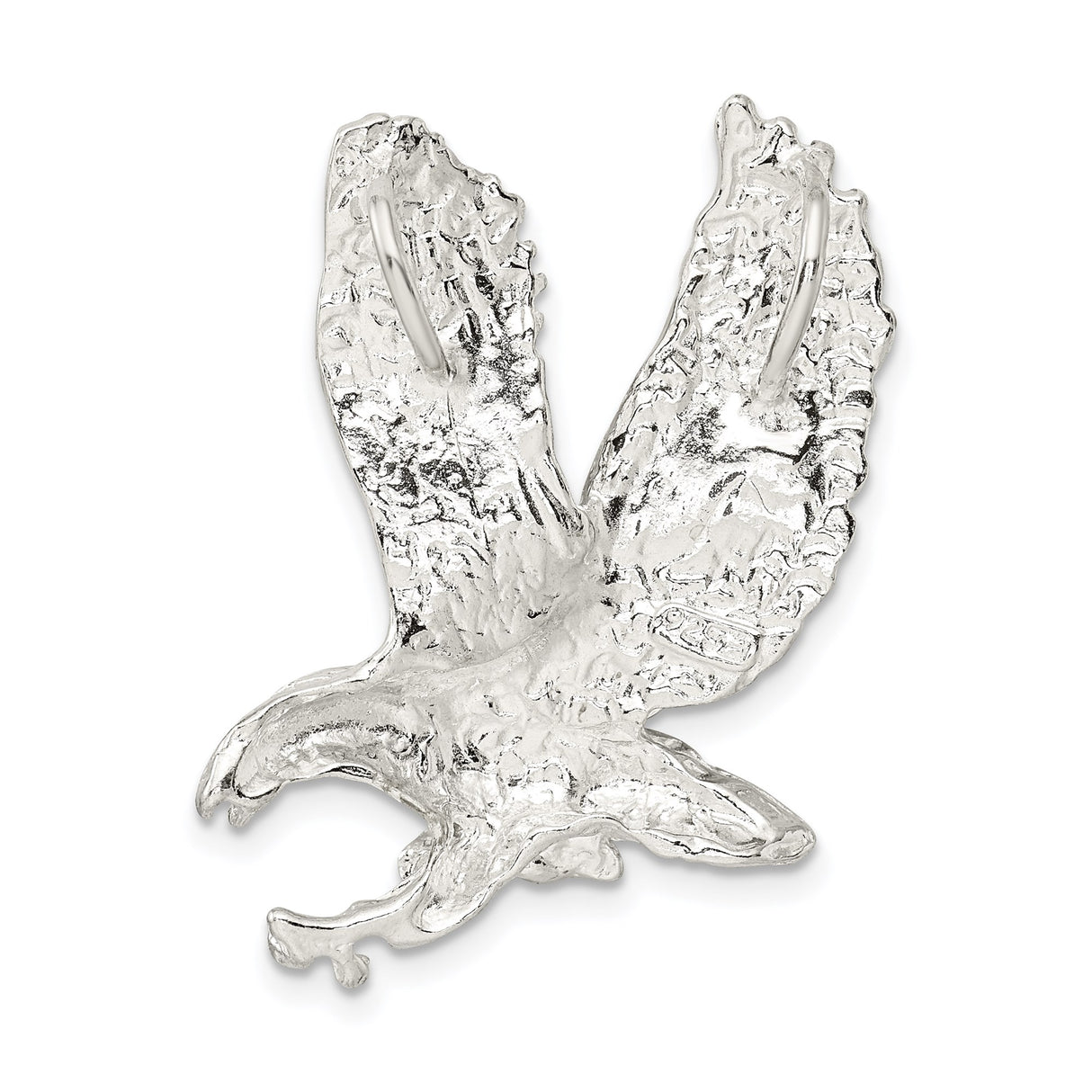 Sterling Silver Eagle Pendant, Soaring Eagle in Flight Design, Patriotic Military Theme