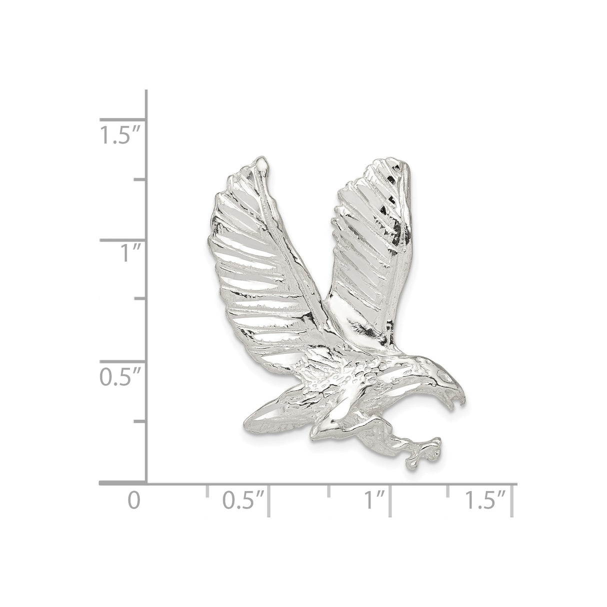 Sterling Silver Eagle Pendant, Soaring Eagle in Flight Design, Patriotic Military Theme