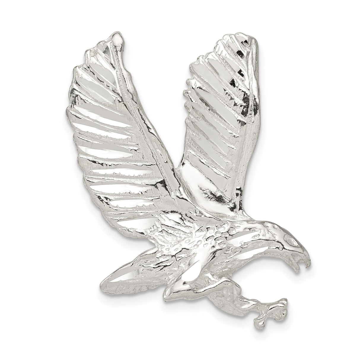 Sterling Silver Eagle Pendant, Soaring Eagle in Flight Design, Patriotic Military Theme