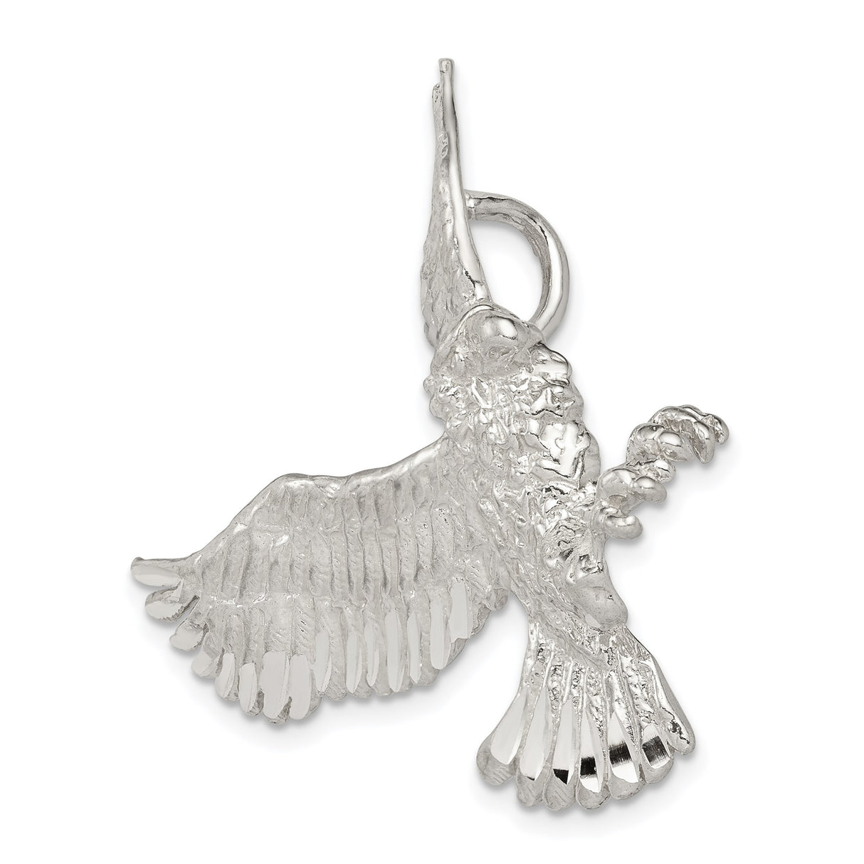 Sterling Silver Eagle Pendant with Spread Wings and Talons, Symbol of Freedom and Strength