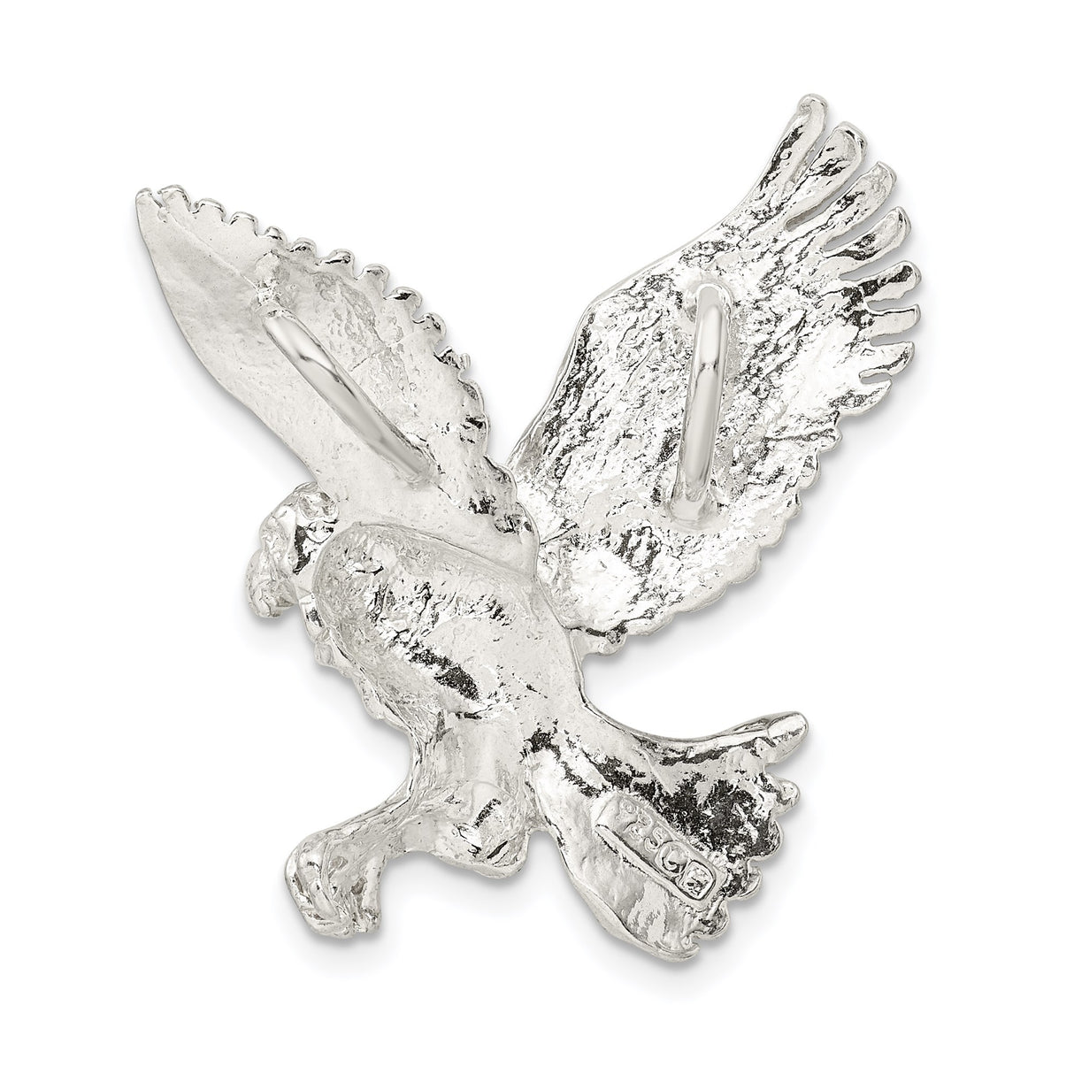 Sterling Silver Eagle Pendant with Spread Wings and Talons, Symbol of Freedom and Strength