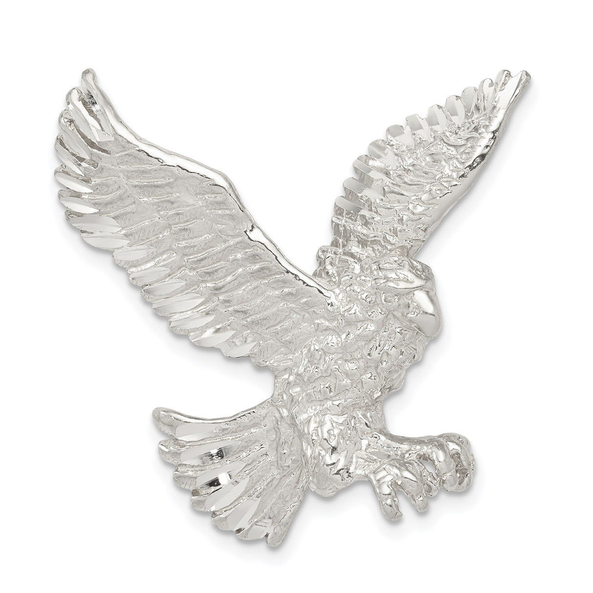 Sterling Silver Eagle Pendant with Spread Wings and Talons, Symbol of Freedom and Strength