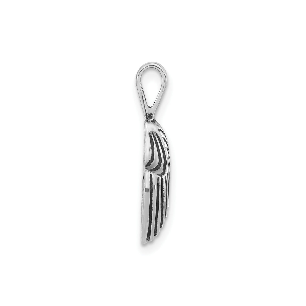 Sterling Silver Shell Pendant with Concentric Ridge Lines, Ocean Wave Coastal Design