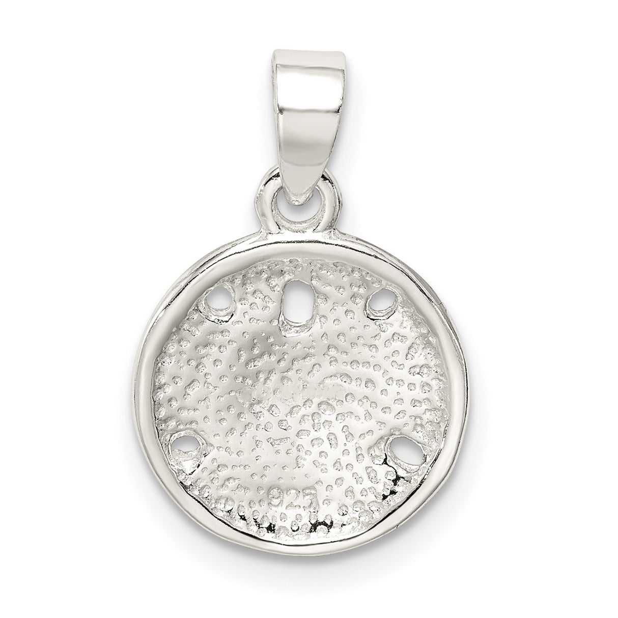 Sterling Silver Sand Dollar Pendant with Cutout Design and Floral Star Motif