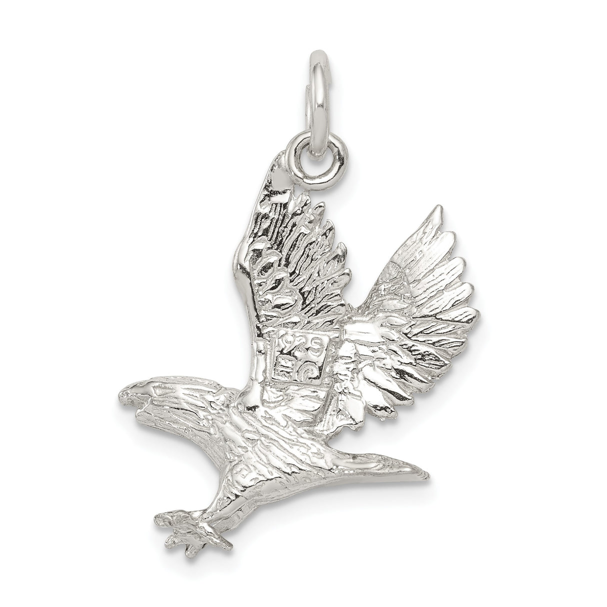 Sterling Silver Eagle Pendant with Spread Wings, Symbol of Freedom and Strength