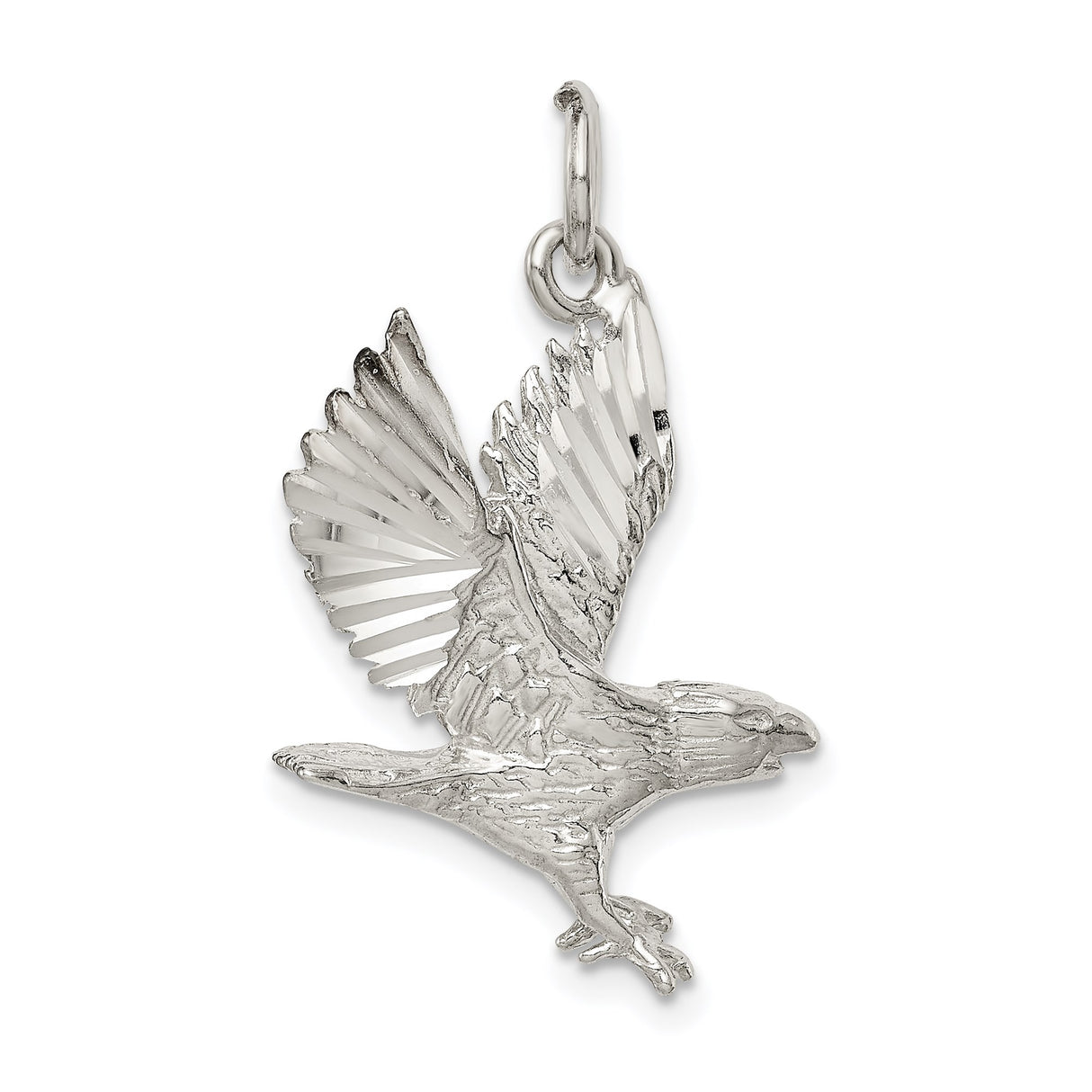 Sterling Silver Eagle Pendant with Spread Wings, Symbol of Freedom and Strength