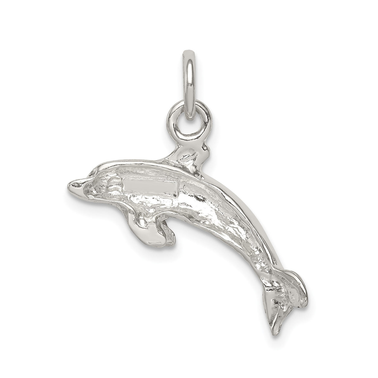 Sterling Silver Dolphin Charm Pendant, Jumping Dolphin Ocean Theme Jewelry for Women or Unisex