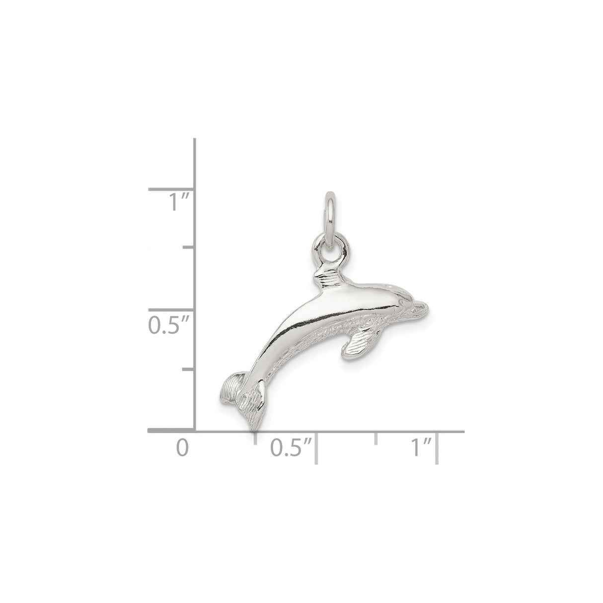 Sterling Silver Dolphin Charm Pendant, Jumping Dolphin Ocean Theme Jewelry for Women or Unisex