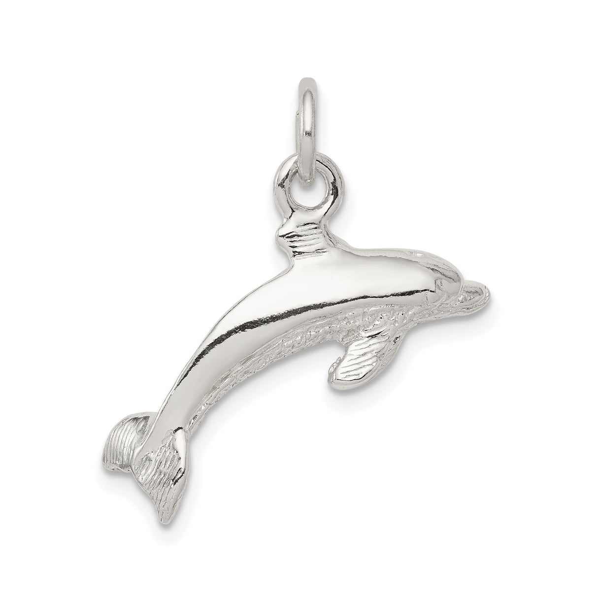 Sterling Silver Dolphin Charm Pendant, Jumping Dolphin Ocean Theme Jewelry for Women or Unisex