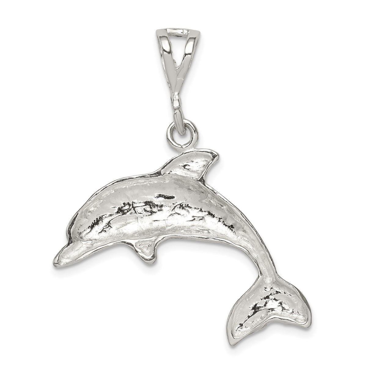 Sterling Silver Dolphin Pendant, Jumping Ocean-Inspired Nautical Design for Women or Unisex Wear