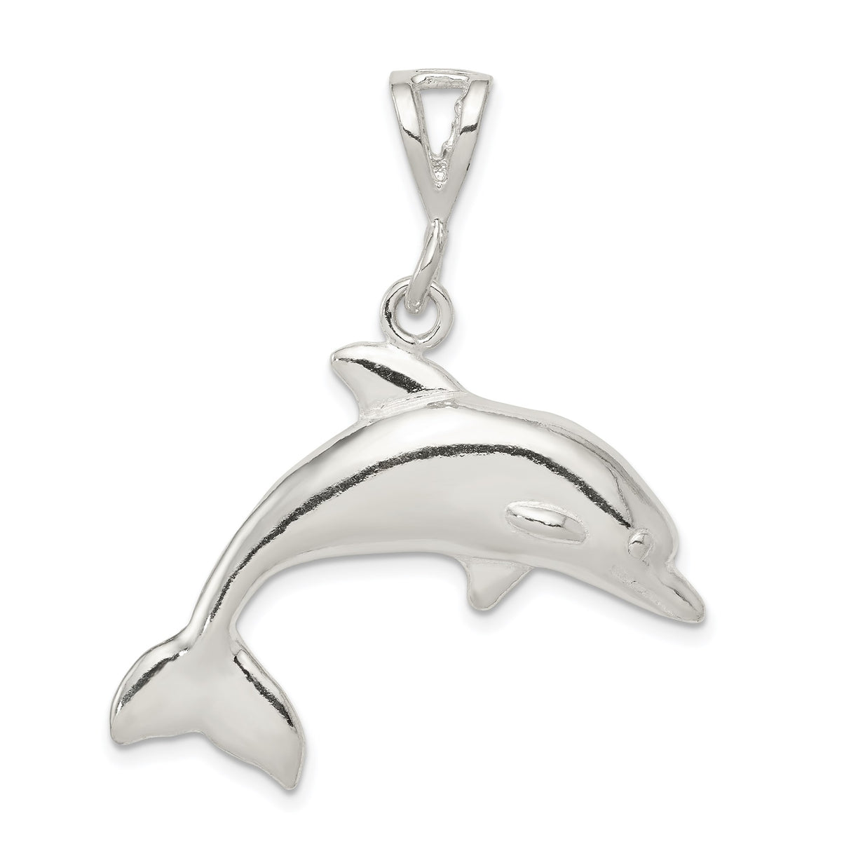 Sterling Silver Dolphin Pendant, Jumping Ocean-Inspired Nautical Design for Women or Unisex Wear