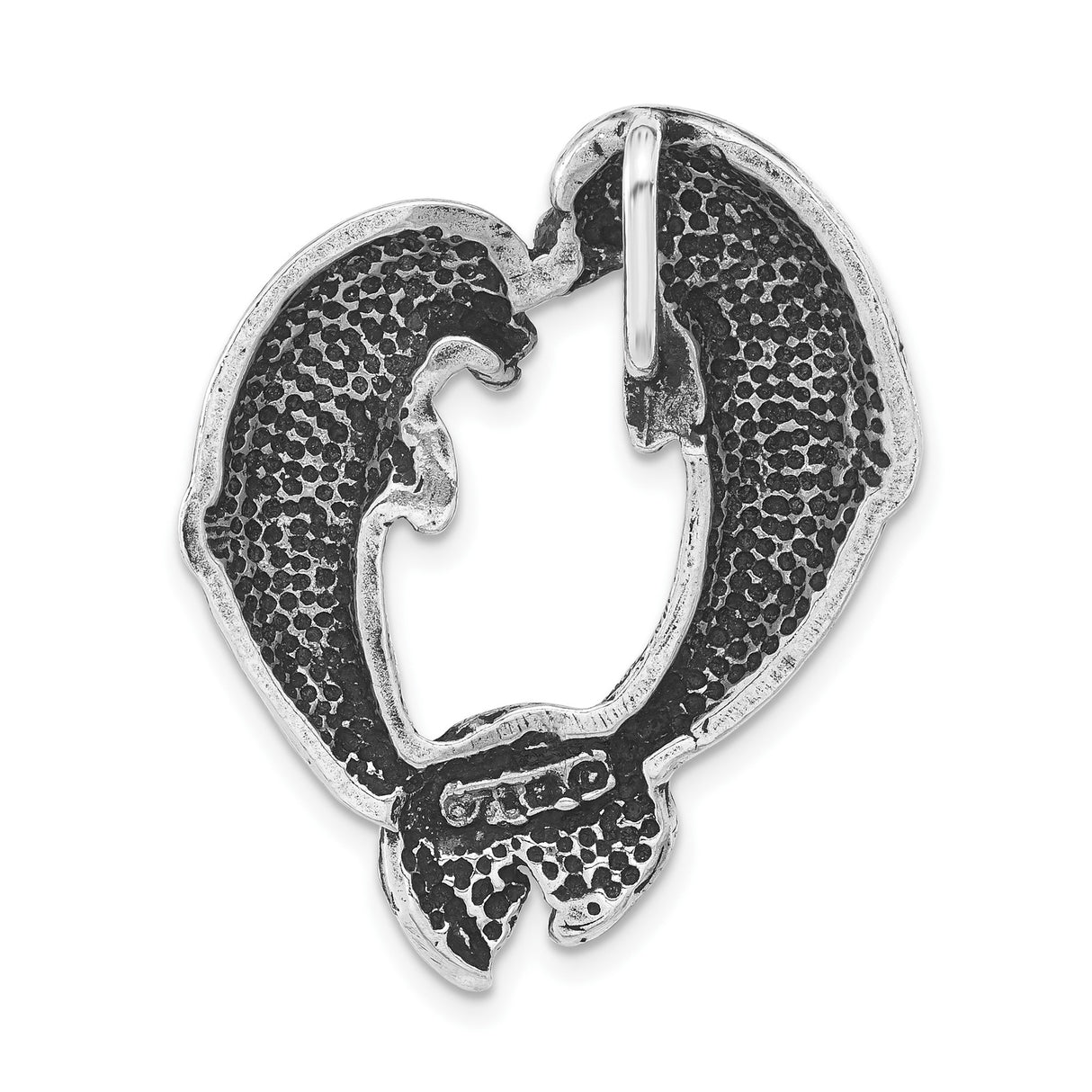 Sterling Silver Dolphin Charm Pendant with Two Dolphins Forming Heart Symbol
