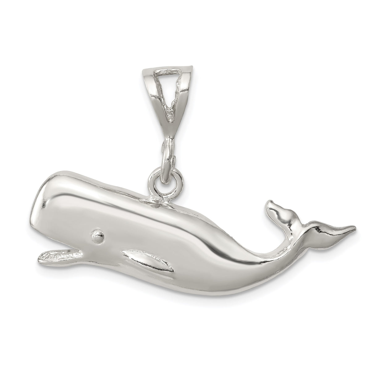Sterling Silver Whale Pendant with Detailed Sperm Whale Design, Nautical Theme Jewelry