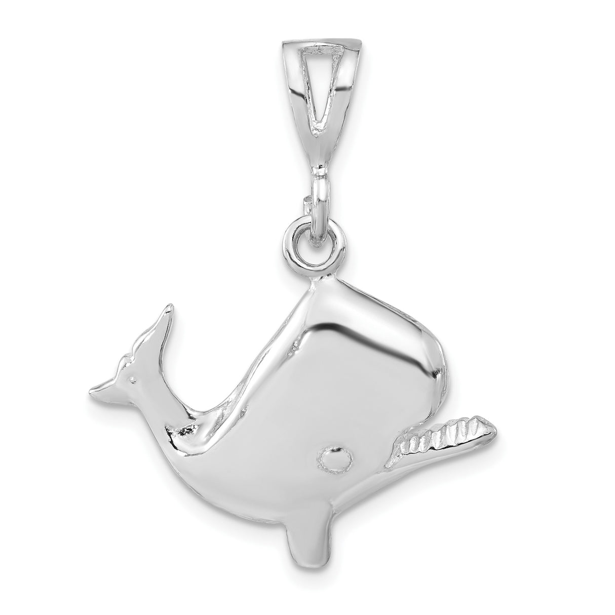 Sterling Silver Whale Pendant, Stylized Sperm Whale Charm, Nautical Ocean Jewelry for Women or Unisex