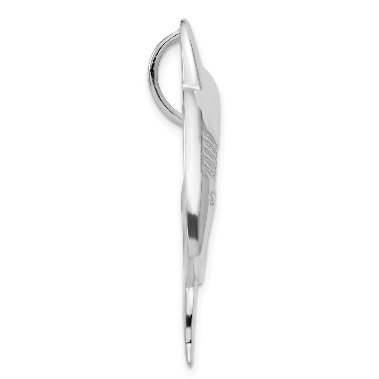 Sterling Silver Shark Pendant with Circular Design and Textured Fins, Nautical Surfer Style