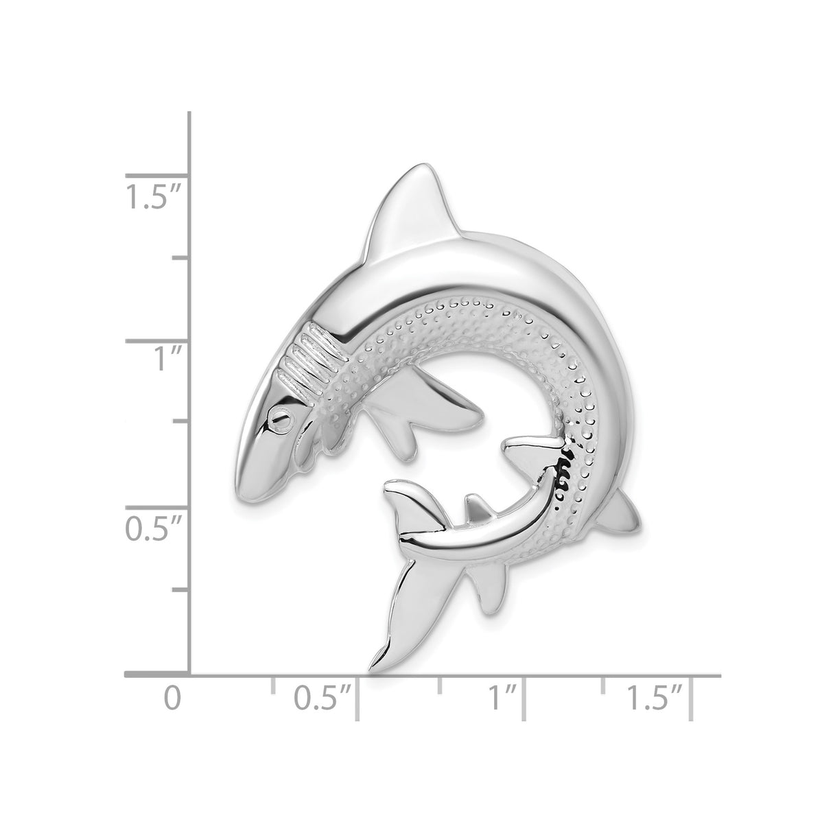 Sterling Silver Shark Pendant with Circular Design and Textured Fins, Nautical Surfer Style