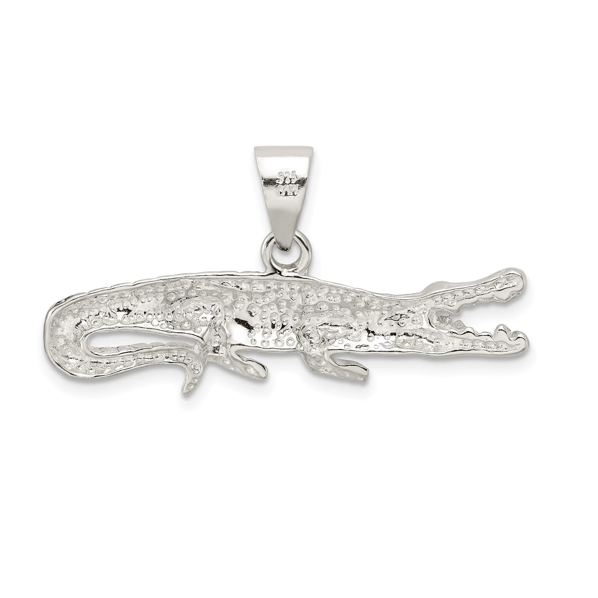 Sterling Silver Alligator Pendant with Open Jaw Detail, Wildlife Totem Symbol for Men or Unisex