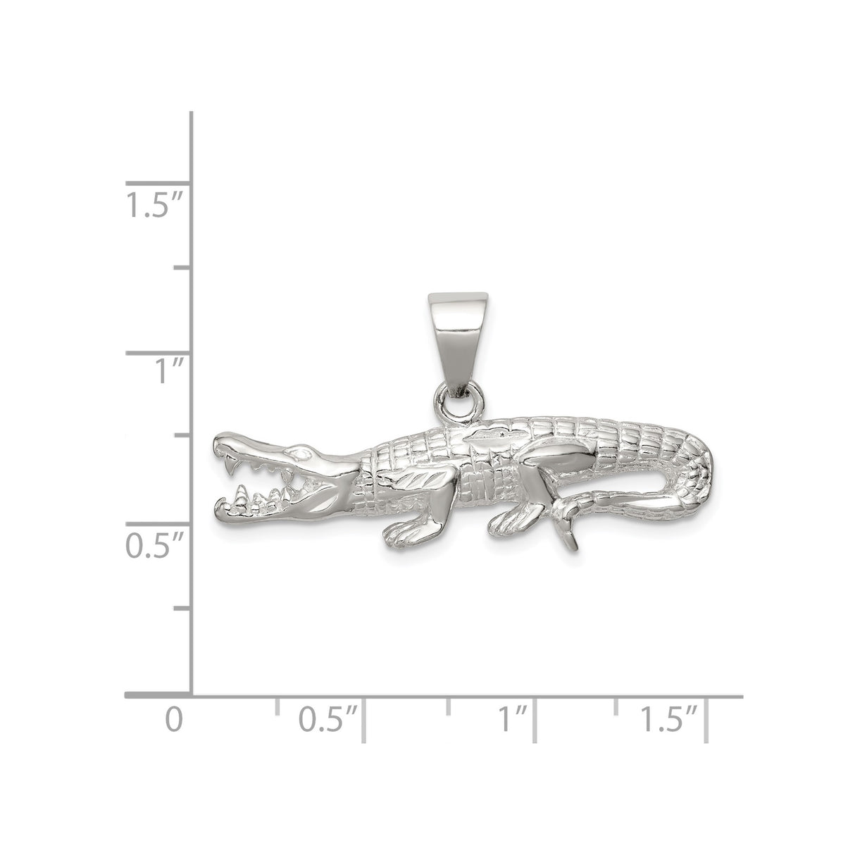Sterling Silver Alligator Pendant with Open Jaw Detail, Wildlife Totem Symbol for Men or Unisex