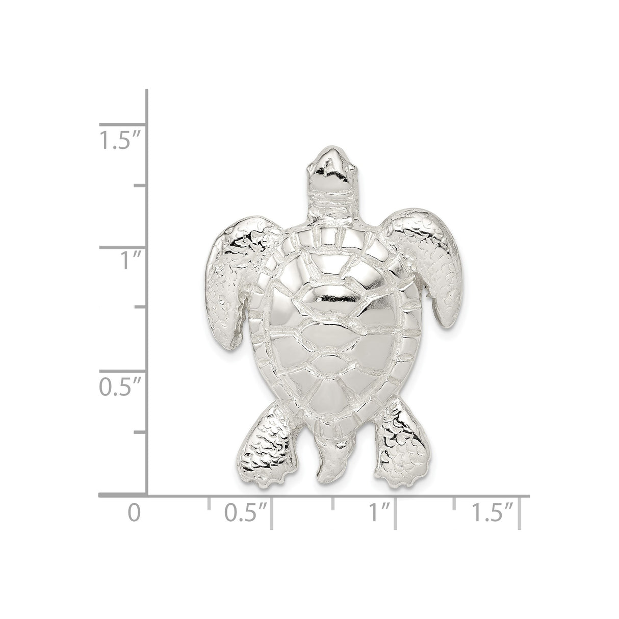 Sterling Silver Sea Turtle Pendant with Textured Flippers and Shell Detail