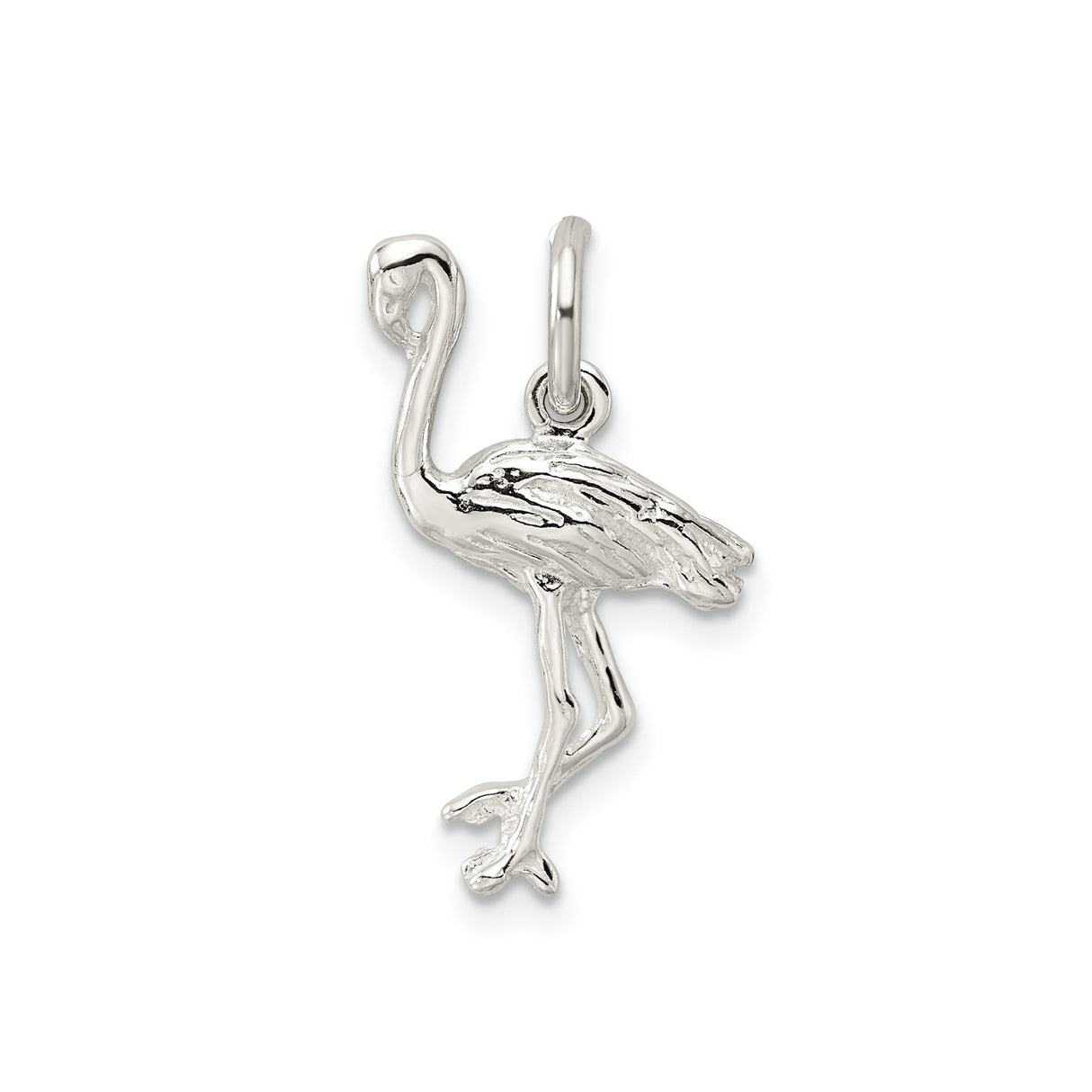 Sterling Silver Flamingo Pendant, Detailed Tropical Bird Design, Nature-Inspired Jewelry